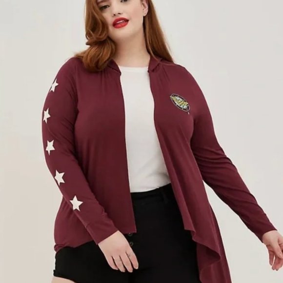 torrid Sweaters - NWT Torrid size 0 DC Wonder Woman Drape Hooded Cardigan (bin 1, 47)